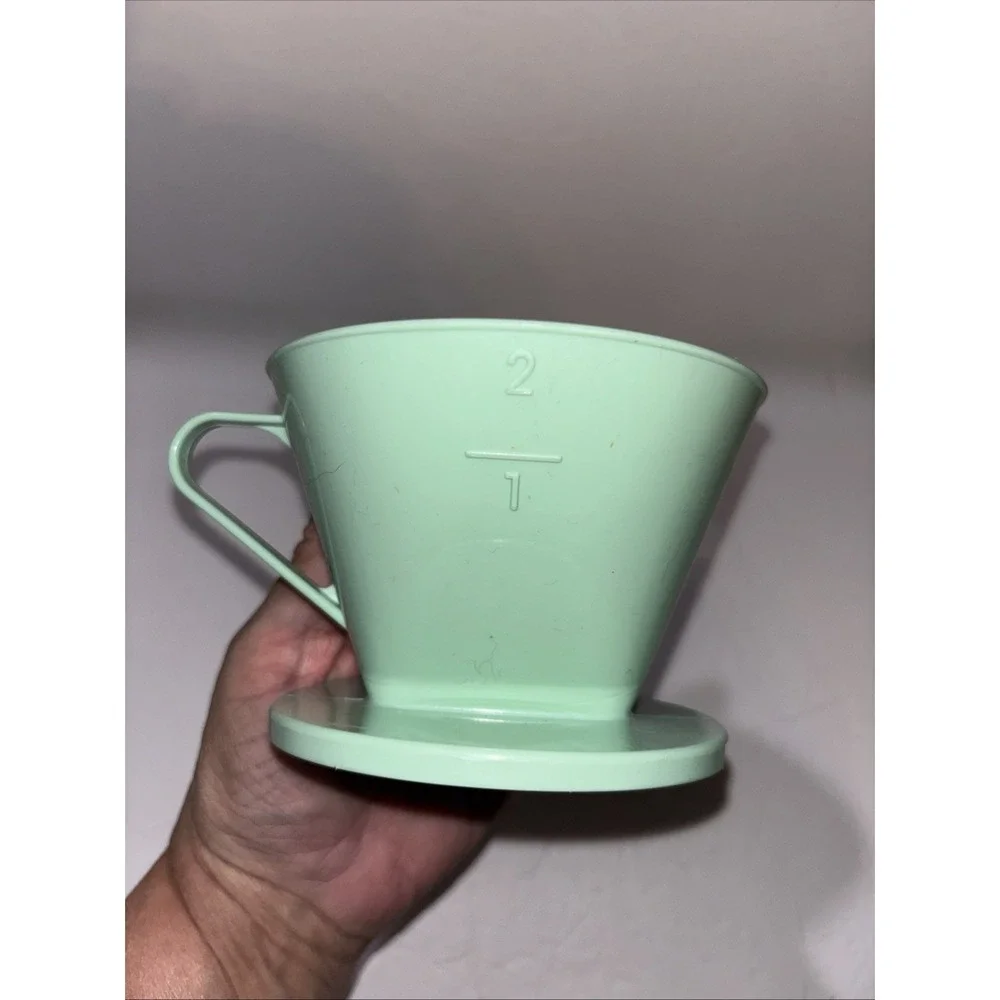Vintage Melitta No. 2 Mint Green Plastic Pour Over Coffee Filter Cone Dripper